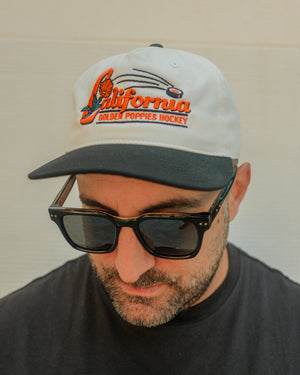 California Golden Poppies Hockey Snapback Hat ( Natural/Black )