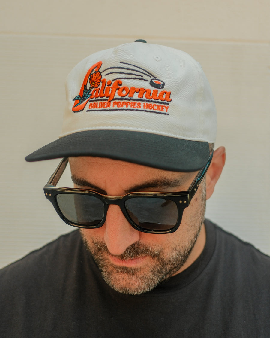 California Golden Poppies Hockey Snapback Hat ( Natural/Black )