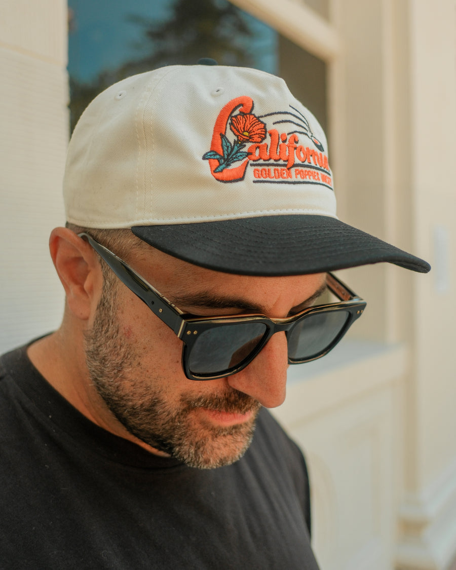 California Golden Poppies Hockey Snapback Hat ( Natural/Black )
