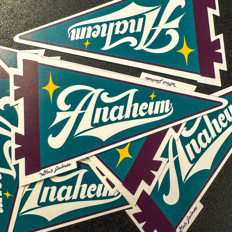 Anaheim Script Pennant Die cut Sticker (Might Color Way)