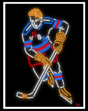 “USA Hockey Neon” 8.5x11 inch print