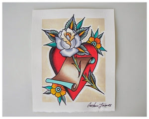 Heart And Rose 8x10 original painting