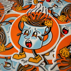 “Hot coffee” die cut sticker