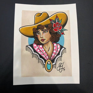 "Cowgirl" original painting 8x10