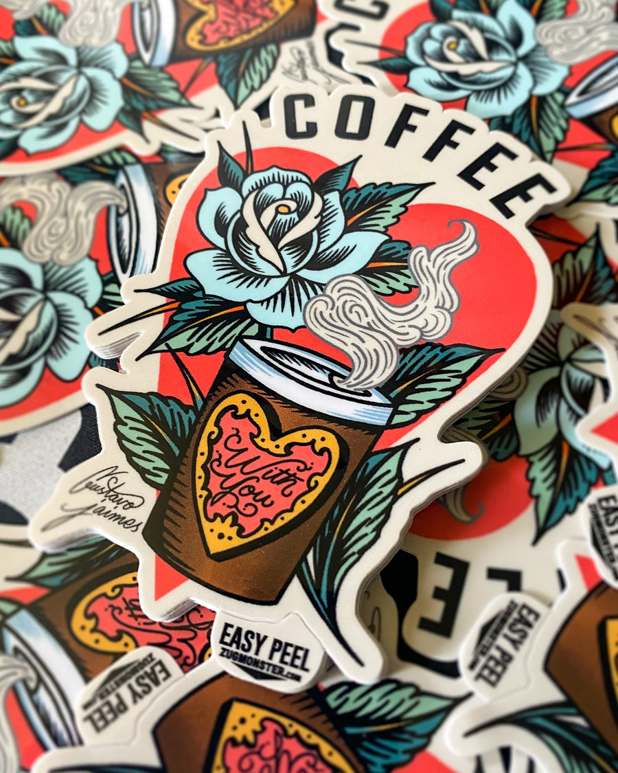Coffee With You Die Cut Sticker